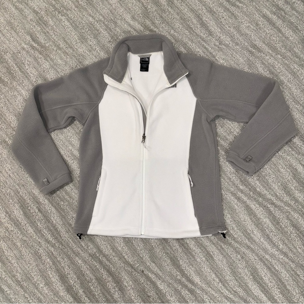 The North Face Women’s Fleece Full Zip Gray And White Jacket Size M - Picture 3 of 5